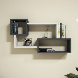 Raft pentru perete Afro, Puqa Design, 51x20x90, 6 cm, alb/antracit imagine