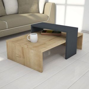 Masuta de cafea Glow, Puqa Design, 80x50x31, 8 cm, bej/antracit imagine