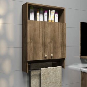 Dulap pentru baie Ela, Puqa Design, 87x15x60 cm, maro imagine