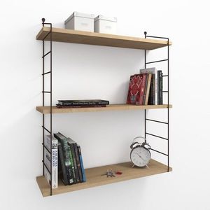 Raft pentru perete Armoni, Decormet, 3 nivele, 72x20x85 cm, bej/negru imagine