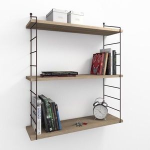 Raft pentru perete Armoni, Decormet, 3 nivele, 72x20x85 cm, maro/negru imagine