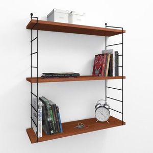 Raft pentru perete Armoni, Decormet, 3 nivele, 72x20x85 cm, maro cires/negru imagine