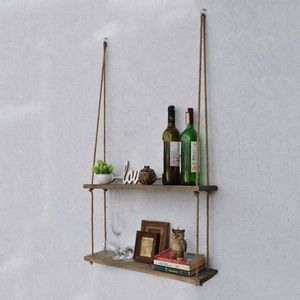 Raft pentru perete Aa042, Evila Originals, 2 nivele, 60x13x60 cm, maro imagine