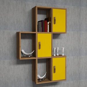 Raft pentru perete Flora, Hommy Craft, 50x20x112.6 cm, galben/maro imagine