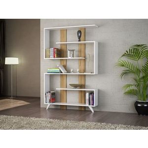 Biblioteca Rain, Woody Fashion, 120x20x162 cm, alb/maro imagine