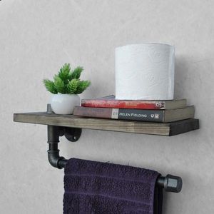 Etajera cu suport pentru prosop BoruRaf035, Evila Originals, 40x10x12 cm, maro/negru imagine