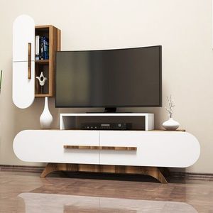 Comoda TV cu dulap Rose S, Hommy Craft, alb/maro imagine