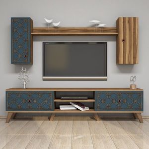 Comoda TV cu dulap Class S, Hommy Craft, albastru/maro imagine