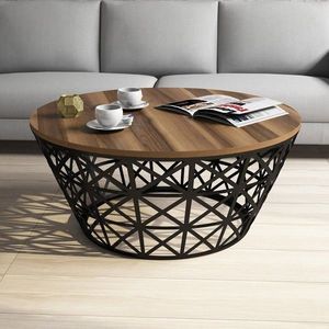 Masuta de cafea cu spatiu de depozitare, Hommy Craft, 90x38 cm, maro/negru imagine