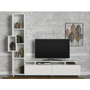 Comoda TV cu raft Tulip, Woody Fashion, alb imagine
