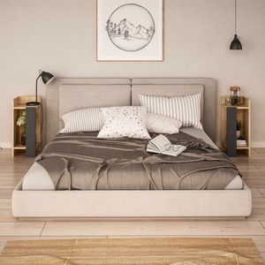 Set 2 noptiere Elos, Decortie, 25x27x60 cm, bej/antracit imagine