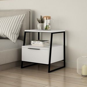 Noptiera Pal, Decortie, 25x27x60 cm, alb imagine