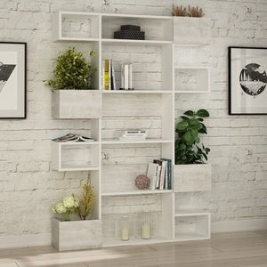 Biblioteca Niho, Decortie, 120x20x171 cm, alb imagine