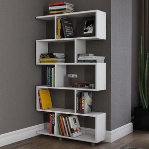 Biblioteca Elif, Kalune Design, 90x20x156 cm, alb imagine