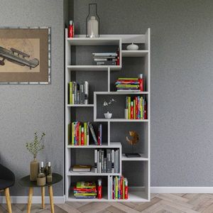 Biblioteca Kuttap, Kalune Design, 90x22x182 cm, alb imagine