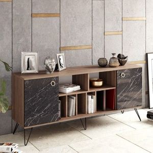 Bufet Lorenz, Hadley, 180 x 44.8 x 78.6 cm, walnut/negru imagine