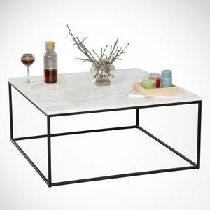 Masuta de cafea Poly Marmo, Comforty, 75x75x43 cm, albnegru imagine