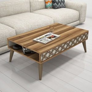 Masuta de cafea City Walnut, Hommy Craft, 105x60x37 cm, aluna/crem imagine