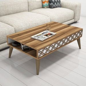 Masuta de cafea City Walnut, Hommy Craft, 105x60x37 cm, aluna/alb imagine