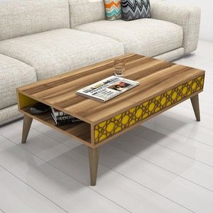 Masuta de cafea City Walnut, Hommy Craft, 105x60x37 cm, aluna/galben imagine