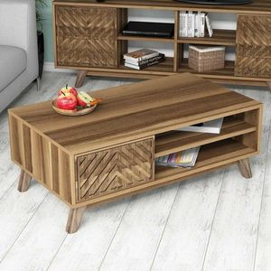 Masuta de cafea İnci Walnut, Hommy Craft, 105x60x38, 2 cm, alunaaluna imagine