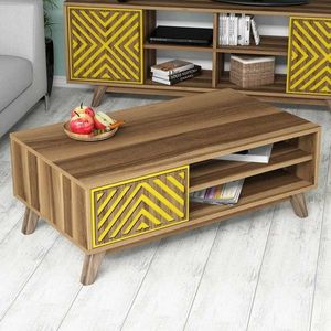 Masuta de cafea İnci Walnut, Hommy Craft, 105x60x38, 2 cm, alunagalben imagine