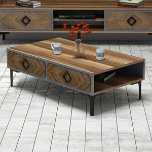Masuta de cafea Samba Blue, Hommy Craft, 105x60x34, 6 cm, aluna/albastru imagine