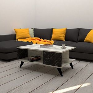 Masuta de cafea Seda, Puqa Design, 90x60x39, 5 cm, alb/negru imagine
