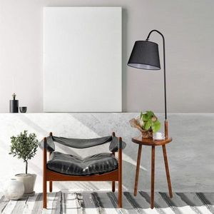 Lampadar cu masuta, Luin, 8272-3, E27, 60 W, metal/lemn/textil imagine