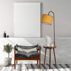 Lampadar cu masuta, Luin, 8272-7, E27, 60 W, metal/lemn/textil imagine