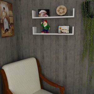 Set 2 rafturi pentru perete Iris, Furny Home, alb imagine