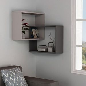 Raft pentru perete Ring, Homitis, 68x60x68 cm, light mocha/antracit imagine
