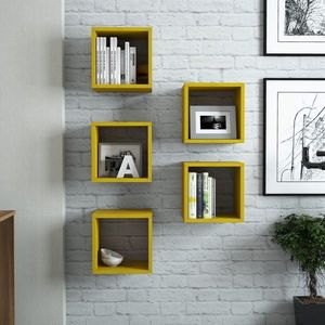 Raft pentru perete Box, Hommy Craft, 30x30x24 cm, galben imagine