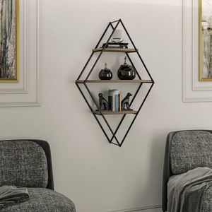 Raft pentru perete Prizma, Kalune Design, 60x21x100 cm, aluna/negru imagine