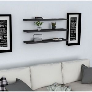 Set 3 rafturi pentru perete Boss, Puqa Design, antracit imagine