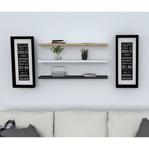 Set 3 rafturi pentru perete Boss, Puqa Design, safir/antracit/alb imagine