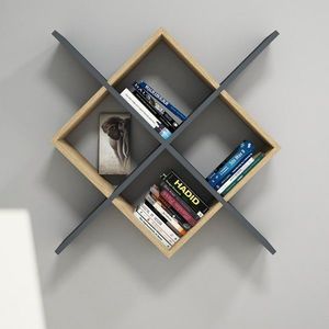 Raft pentru perete Semo, Puqa Design, 79x19, 6x79 cm, safir/antracit imagine