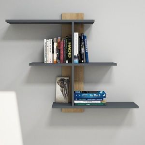 Raft pentru perete Bahro, Puqa Design, 110x19, 6x90 cm, safir/antracit imagine