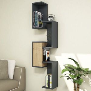 Raft pentru perete Esta, Puqa Design, 44x20x159 cm, antracit/safir imagine