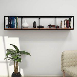 Raft pentru perete Miray, Puqa Design, 120x30x30 cm, aluna/negru imagine