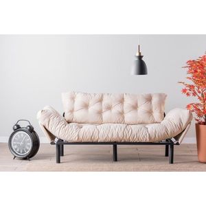 Canapea extensibila Nitta Triple, Futon, 3 locuri, 225x70 cm, metal, crem imagine