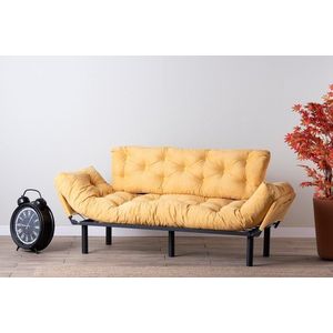 Canapea extensibila Nitta Triple, Futon, 3 locuri, 225x70 cm, metal, mustar imagine