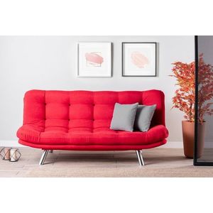 Canapea extensibila Misa Sofabed, Futon, 3 locuri, 198x128 cm, metal, rosu imagine