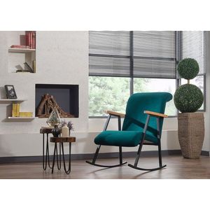 Scaun balansoar Yoka, Futon, 86x60x96 cm, metal, albastru petrol imagine