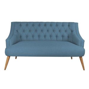 Canapea fixa Lamont, Zeon, 2 locuri, 140x74x80 cm, lemn, albastru inchis imagine