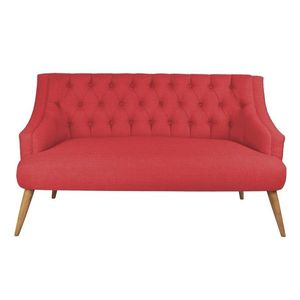 Canapea fixa Lamont, Zeon, 2 locuri, 140x74x80 cm, lemn, rosu imagine