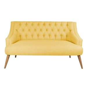 Canapea fixa Lamont, Zeon, 2 locuri, 140x74x80 cm, lemn, galben imagine