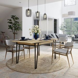 Masa extensibila Pal, Decortie, 132/170x80x76 cm, PAL melaminat, oak imagine