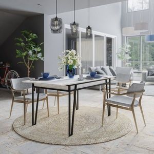 Masa extensibila Pal, Decortie, 132/170x80x76 cm, PAL melaminat, alb imagine