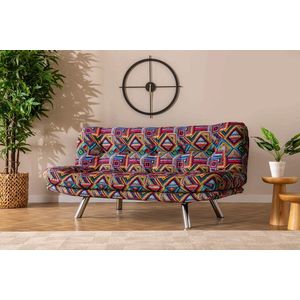 Canapea extensibila cu 3 locuri, Futon, 859FTN2804, Metal, Multicolor imagine